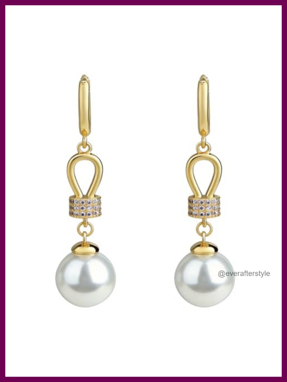 Dainty Gold Plated Cultured Pearl Drop Earrings for Women